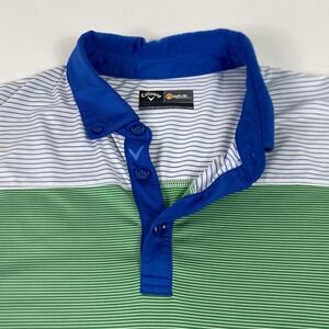 Callaway Polo Shirt Mens L Green Striped Opti-dri Golf Performance Short Sleeve